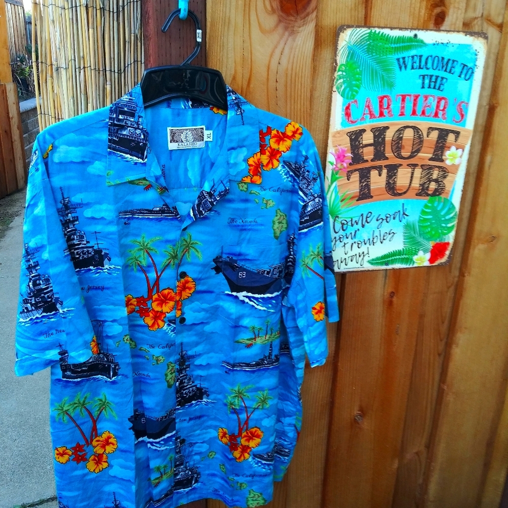 Vtg U.S. Navy Hawaiian Shirt Made in Hawaii, USA
